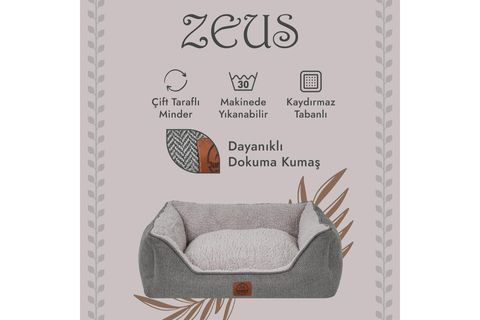 ZEUS KÖPEK YATAĞI K.GRİ GRİ XL BEDEN 75X95X22