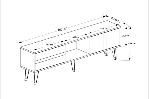 VANİA TV SEHPASI, 2 KAPAKLI RAFLI, ANTRASİT GÜMÜŞ