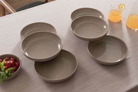 KİTCHEN ESSENTİALS STONEWARE ÇUKUR YEMEK TABAĞI 21 CM, VİZON, ALTILI SET