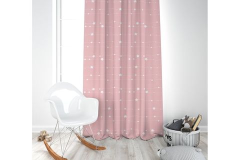 KARNAVAL YILDIZLI PEMBE FON PERDE TEK KANAT 140X260