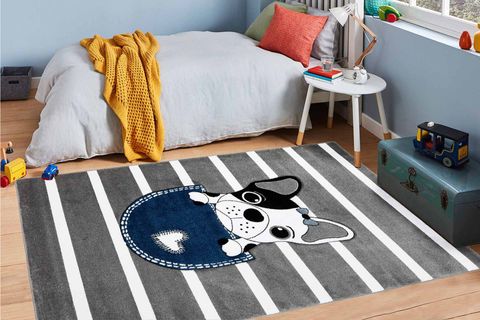 POTAMİA MARTİNS KÖPEK DESENLİ ÇOCUK HALISI, GRİ KREM, 160X220