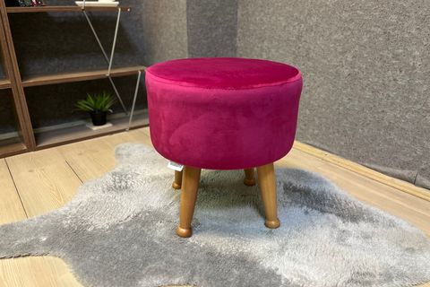 ASEDİA MİSKİN PUF, FUŞYA, AHŞAP, NATUREL AYAK