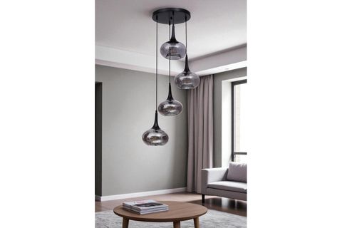 ZARA DÖRTLÜ TEPSİLİ SİYAH FÜME CAMLI SARKIT
