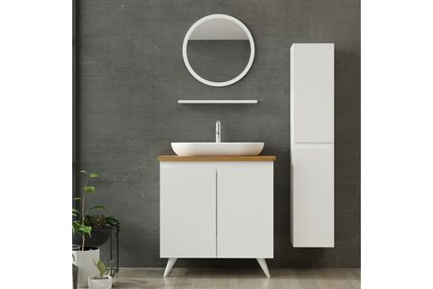 NİKA BANYO DOLABI AY2K111, BOY BEYAZ, 85 CM