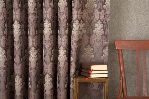 MASSARELLİ KLASİK DAMASK DESEN SEYREK PİLE FON PERDE, ANTRASİT MÜRDÜM, 200X260