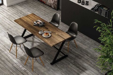 WOODESK RIHTIM MASİF CEVİZ RENK 200X80 YEMEK MASASI CPT7313-200