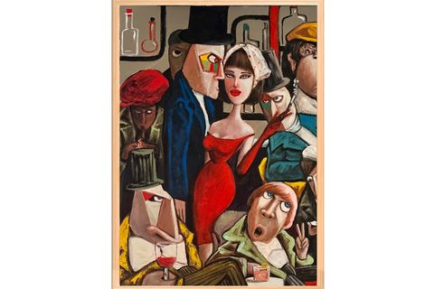 AHŞAP ÇERÇEVELİ RED AND BLACK TABLO, 50X70