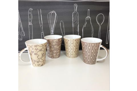 4 PARÇA PORSELEN KUPA SETİ, KAHVERENGİ