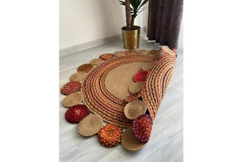 MİLDA JÜT KİLİM 22, YUVARLAK, EL ÖRGÜSÜ, 140X140