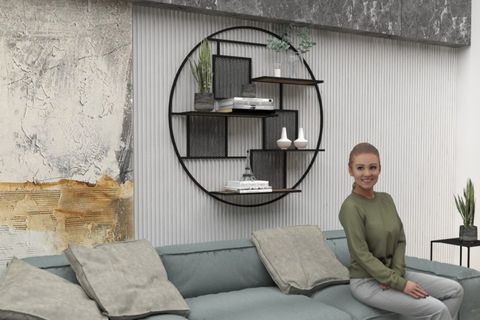 DEKORATİF YUVARLAK METAL DUVAR RAFI