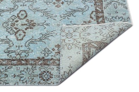 ESKİTME EL DOKUMA VİNTAGE HALI MAVİ 136X260