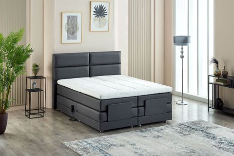NİVO KUMANDALI BAZA BAŞLIK YATAK SETİ, ANTRASİT, 90X200