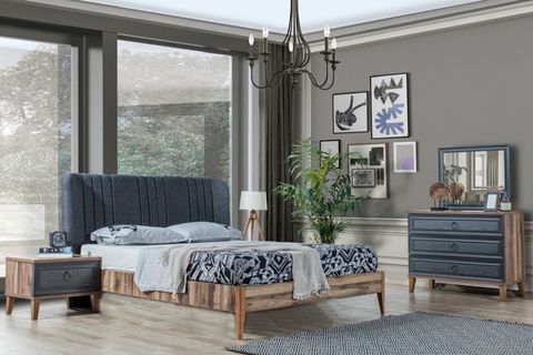 İNDİGO GRİ YATAK ODASI TAKIMI, GRİ, 5 KAPAKLI