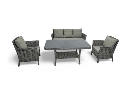 LENTA RATTAN ÜÇLÜ BAHÇE MOBİLYASI, GRİ