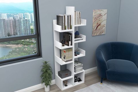 PAMFİLYA KİTAPLIK, MAT BEYAZ, 10 BÖLMELİ