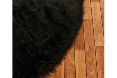 AKRİLİK KUZU POST HALI, YUVARLAK, SİYAH, 100X100