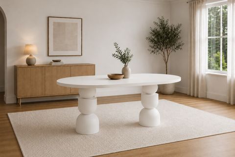 KUPA OVAL MUTFAK MASASI, BEYAZ, 160 CM