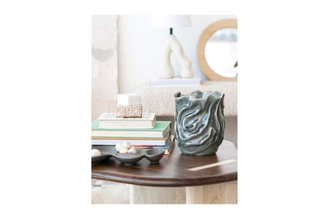ORGANİK ŞEKİLLİ GRİ VAZO MODERN SALON KONSOL SEHPA DEKORU