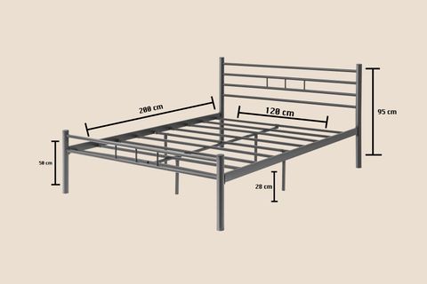 EVGER METAL KARYOLA, K70, SİYAH, 120X200