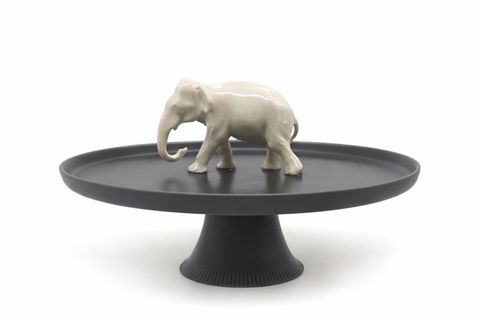 AYAKLI FİL FİGÜRLÜ SUNUM TABAĞI, ANTRASİT
