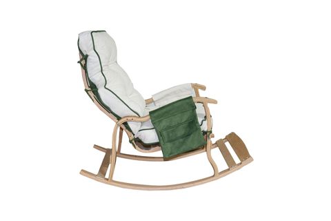MOSSO AHŞAP ÇİFT MİNDERLİ SALLANAN SANDALYE, YEŞİL KREM