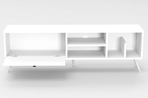 LENA KİTAPLIK BÖLÜMLÜ TV SEHPASI, BEYAZ, 140 CM