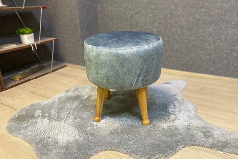 ASEDİA MİSKİN PUF, MAVİ, AHŞAP, NATUREL AYAK