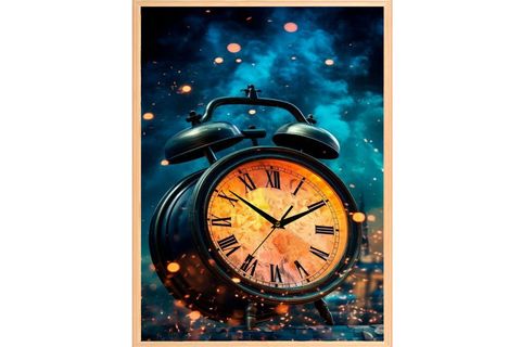 DERİN MAVİ ÇERÇEVELİ DUVAR SAATİ, 50X70