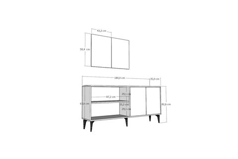 CHERRYCT KONSOL, 180 CM, ANTRASİT CEVİZ