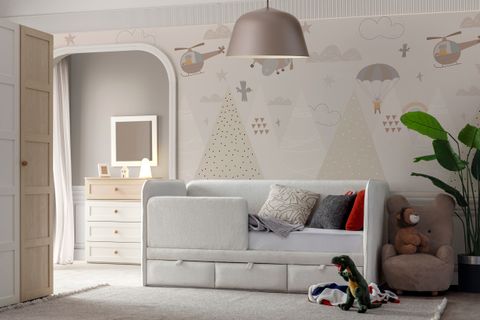 DÜNYA DÖŞEMELİ DİVAN, KREM, 90X190, KORKULUKSUZ