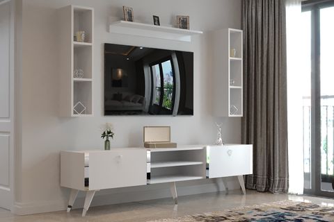 CRONO TV ÜNİTESİ, PARLAK BEYAZ