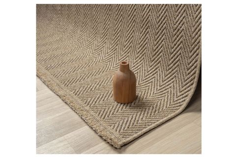 QUEEN SERİSİ JÜT HASIR GÖRÜNÜMLÜ DOKUMA MAKİNE HALISI, KAHVE, 160X300, 671