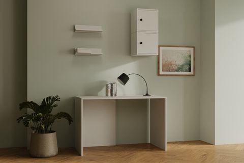 MAKSİMALİST ÇALIŞMA MASASI, 2 KAPAKLI DUVAR RAFLI