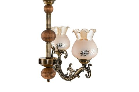 ELBE DÖKÜM ZAMAK AVİZE MAT BAL CAMLI, ÜÇ KOLLU