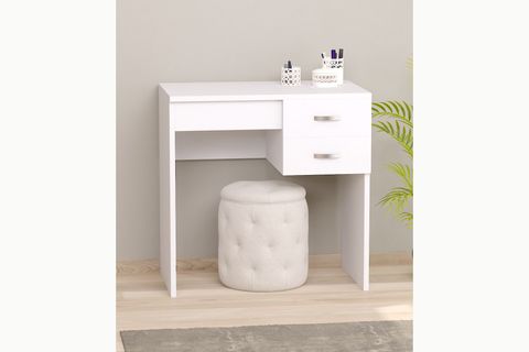 LUXE AYNALI ORGANİZER DOLAPLI MAKYAJ MASASI, BEYAZ, 2 ÇEKMECELİ