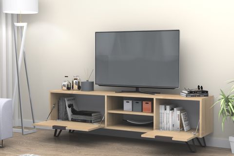 KASTER METAL AYAKLI TV ÜNİTESİ, MEŞE , 170 CM