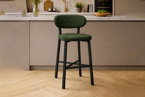 TERA BAR MUTFAK SANDALYESİ, KROM KAPLAMA AYAKLI, YEŞİL