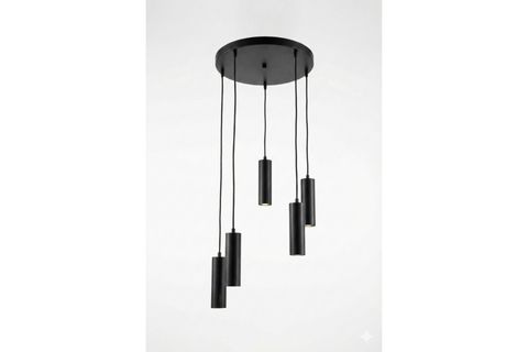 ZENYA BEŞLİ SARKIT AVİZE, SİYAH METAL
