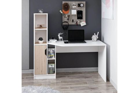 VİORA ÇALIŞMA MASASI, BEYAZ DERİN SEPET