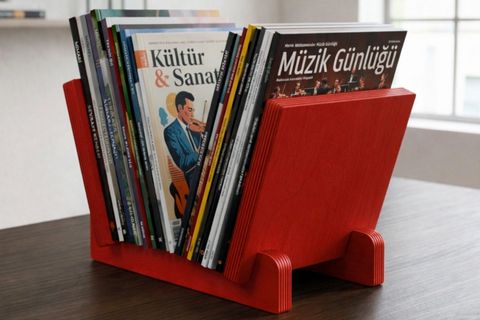 VİNTRA PLAK, DERGİ, GAZETE, KİTAP İÇİN MODÜLER RAF, KIRMIZI RENK