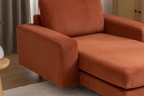 MERLİN DAYBED, KALIN KOL, NATUREL AYAK, KADİFE KUMAŞ, KİREMİT