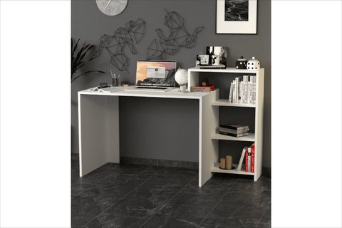 AHSEN KİTAPLIKLI ÇALIŞMA MASASI, BEYAZ