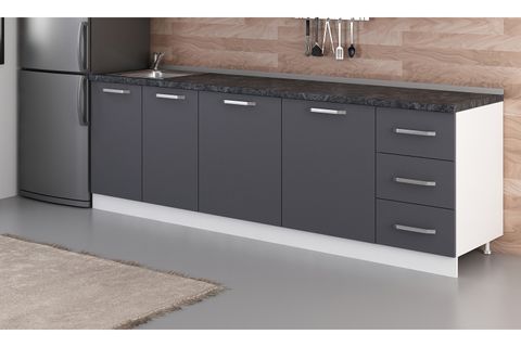 MİNAR 255 CM MUTFAK DOLABI BEYAZ ANTRASİT 255-A1-ALT MODÜL
