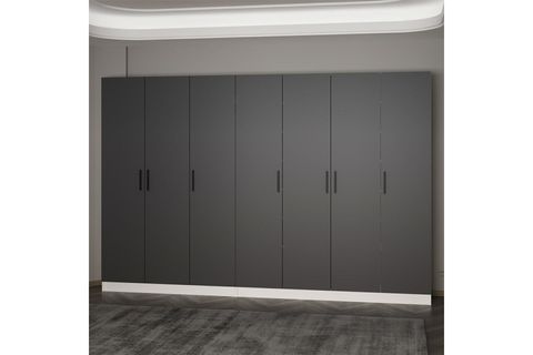 KALE 210 CM 7 KAPAKLI 3B RAF PORTMANTO, BEYAZ ANTRASİT
