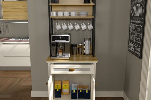 VALENA KAHVE KÖŞESİ AİRFRY DOLABI, 2 KAPAKLI 1 ÇEKMECELİ BARDAK ASKILIKLI