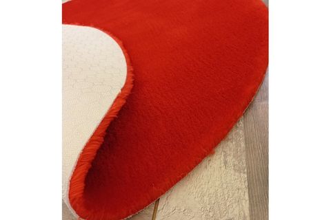 BALAT HALI DEKORATİF KIRMIZI PELUŞ YUMUŞAK YUVARLAK-OVAL HALI 150X150