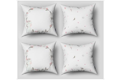 YAVRU KEDİ ÇEMBER DESENLİ ÇOCUK ODASI DİJİTAL BASKILI DÖRTLÜ KIRLENT KILIFI