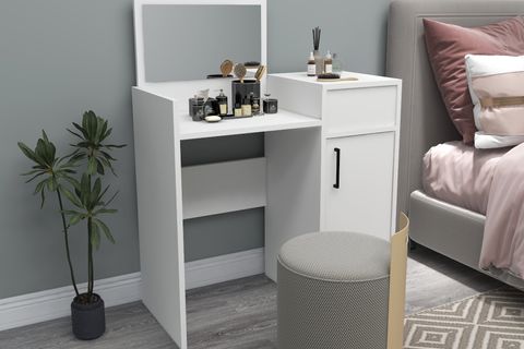 ARNETTİ SEDEF AYNALI MAKYAJ MASASI, BEYAZ