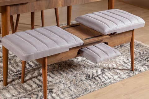 Sembol Açılır Sırtlı Bench Ceviz Soho Gri