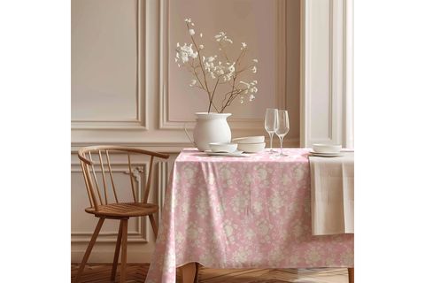 PEMBE BOTANİCA NOSTALJİ PAMUK MASA ÖRTÜSÜ, 100X100 CM